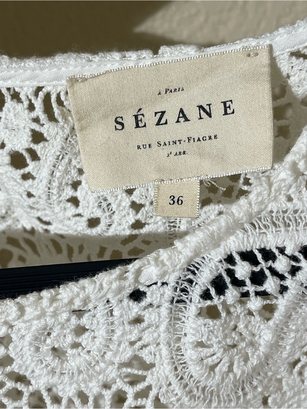 Sezane White Crochet Lace Short Sleeve Top - Picture 5 of 8